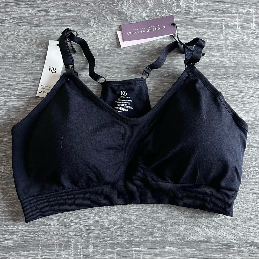 Kindred Bravely Sublime Hands-Free Pumping & Nursing Sports Bra Sz Large Black